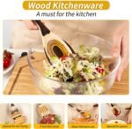 7-Piece Pakkawood Wooden Cooking Utensil Set – Brown Eco-Friendly Kitchen Spoons & Tools for Home Cooking - Image 8