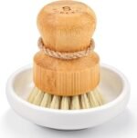 Bamboo Dish Scrub Brush – Natural Wooden Kitchen Cleaning Brush with Sisal Bristles for Dishes, Pots, Pans & Vegetables