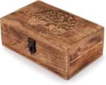 Handmade Mango Wood Tree of Life Engraved Keepsake Box – Wooden Jewellery Organizer with Flame Finish Gift for Men & Women - Image 2