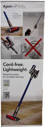 Dyson – V7 Fluffy Hardwood Cord-Free Stick Vacuum – Iron/Blue