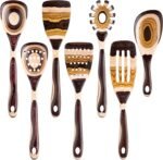 7-Piece Pakkawood Wooden Cooking Utensil Set – Brown Eco-Friendly Kitchen Spoons & Tools for Home Cooking