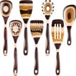 7-Piece Pakkawood Wooden Cooking Utensil Set – Brown Eco-Friendly Kitchen Spoons & Tools for Home Cooking