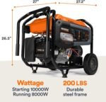 Generac 8,125 Starting Watt Portable Gas Generator – Includes Extension Cord
