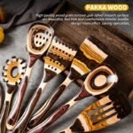 7-Piece Pakkawood Wooden Cooking Utensil Set – Brown Eco-Friendly Kitchen Spoons & Tools for Home Cooking - Image 2