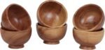 Set of 6 Acacia Wood Small Bowls – 4 fl oz Hand-Carved Dipping Bowls for Sauce, Salsa, Spices & Prep, 3.2 x 2 Inches - Image 2