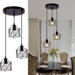 Industrial Black Farmhouse Pendant Light – Metal Hanging Ceiling Fixture (E26)
