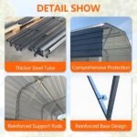 11x19FT Heavy Duty Metal Carport | Galvanized Outdoor Shelter for Cars, Boats & Parties - Image 7