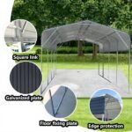 11x19FT Heavy Duty Metal Carport | Galvanized Outdoor Shelter for Cars, Boats & Parties - Image 3