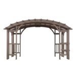 SummerCove 10 ft. x 14 ft. Light Gray Cedar Frame Arched Pergola with Shelves - Image 13