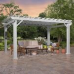 14×10 Hawthorne Traditional Steel Pergola with Sail Shade Soft Canopy
