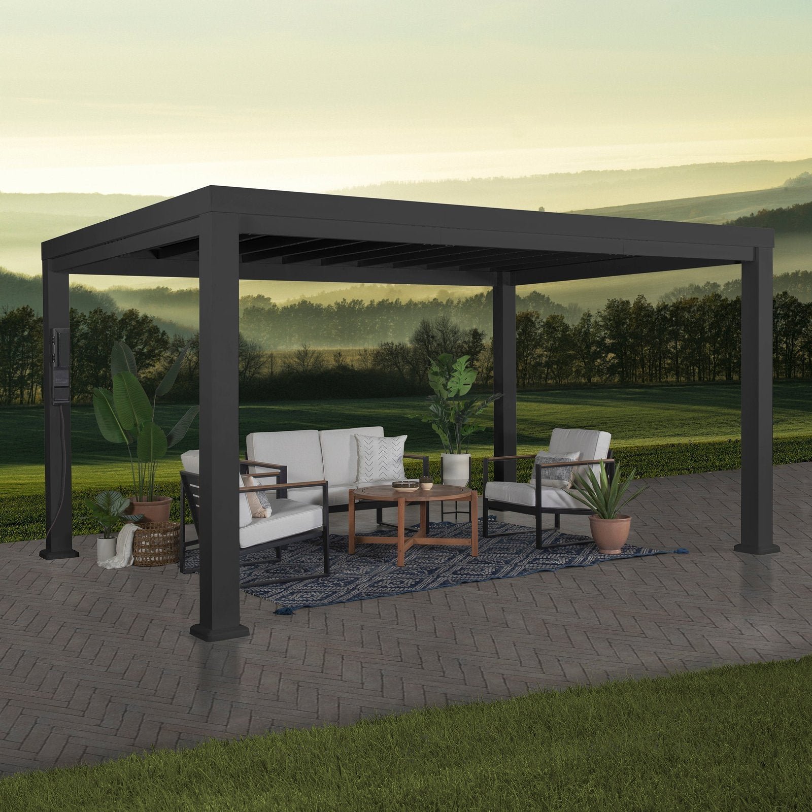 AYW-0033.1-1.jpg 14×12 Trenton Modern Steel Pergola - Image 1
