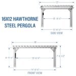 16×12 Hawthorne Traditional Steel Pergola With Sail Shade Soft Canopy - Image 3