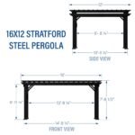 16×12 Stratford Traditional Steel Pergola with Sail Shade - Image 3