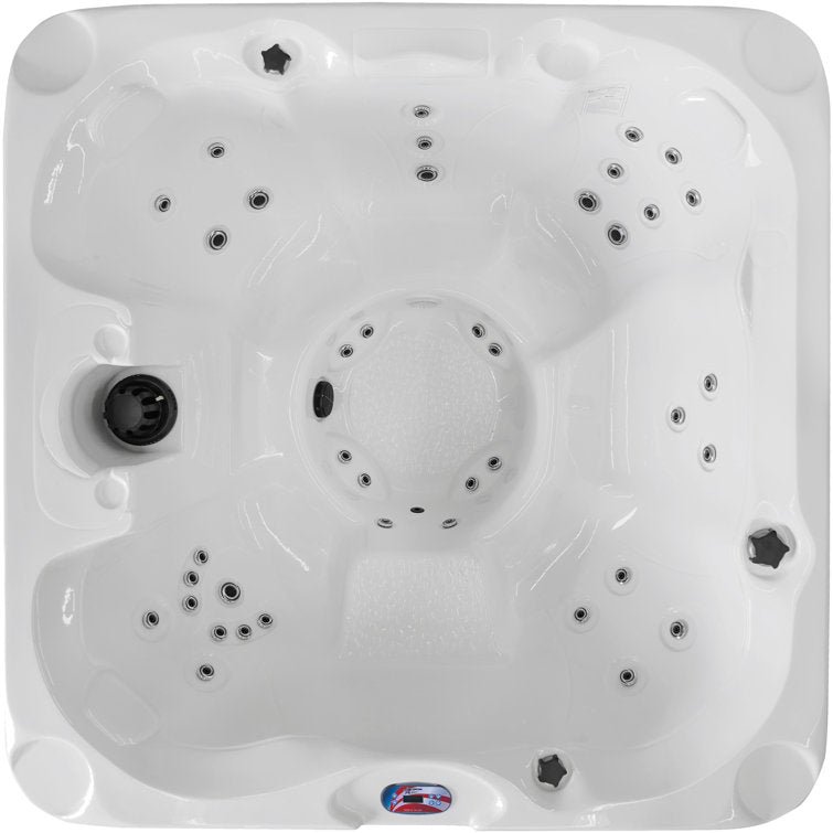 American Spas 7-Person 40-Jet Acrylic Square Hot Tub with Ozonator in Smoke - Image 1