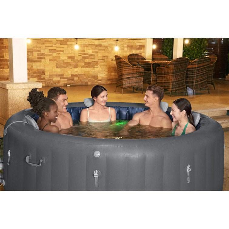 Bestway 7 – Person 180 – Jet Vinyl Round Inflatable Hot Tub in Gray - Image 1
