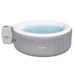 Bestway SaluSpa St. Lucia 3 Person Round Inflatable Outdoor Hot Tub Spa, Gray
