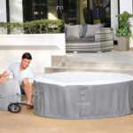 Bestway SaluSpa St. Lucia 3 Person Round Inflatable Outdoor Hot Tub Spa, Gray - Image 2