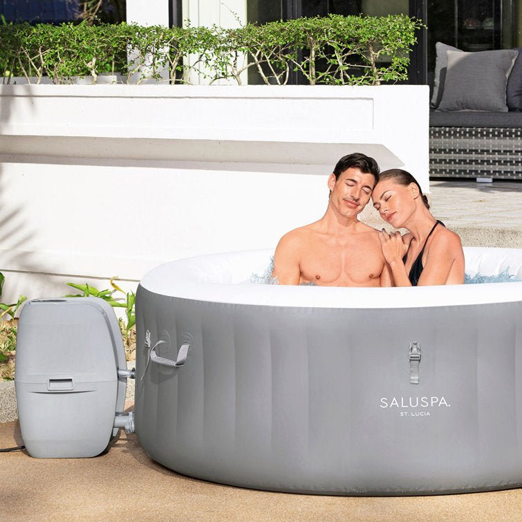 Bestway SaluSpa St. Lucia 3 Person Round Inflatable Outdoor Hot Tub Spa, Gray - Image 3