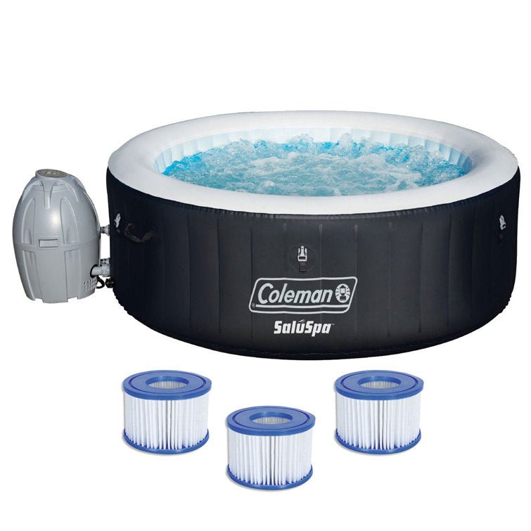 Coleman Saluspa 4 Person Inflatable Hot Tub Spa with 3 Filter Cartridge Refills - Image 1