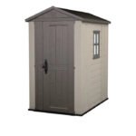 Factor 4x 6 FT Durable Resin Outdoor Storage Shed with Reinforced Steel For Lawn Patio Garden