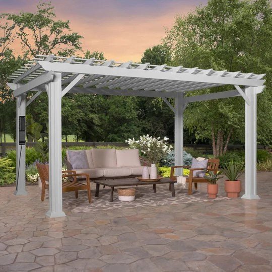 Hawthorne-14x10-Traditional-Steel-Pergola-Main_540x_211094e5-29a3-4a94-a9c9-4075fc54dc34 14x12 hawthorne traditional steel pergola with sail shade soft canopy - Image 1