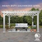 12x10 hawthorne traditional steel pergola with sail shade soft canopy - Image 5