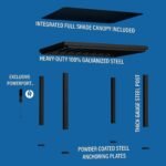 12×10 Trenton Modern Steel Pergola With Sail Shade Soft Canopy - Image 13