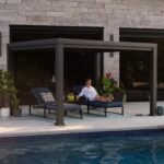 12×10 Trenton Modern Steel Pergola With Sail Shade Soft Canopy - Image 2