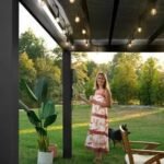 16x12 trenton modern steel pergola with sail shade soft canopy - Image 7