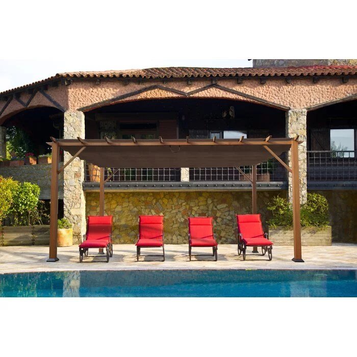 Verona 16 Ft. W x 11 Ft. D Aluminum Pergola with Canopy - Image 2