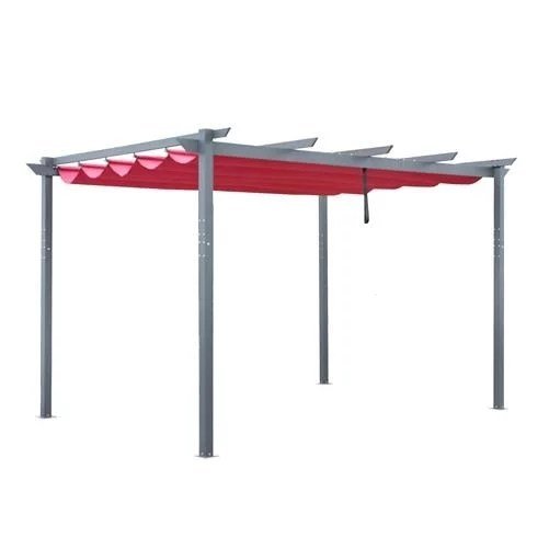 Aleko Aluminum Outdoor Retractable Canopy Pergola – 13 x 10 Ft – Burgundy Color PERGBURG10X13-AP - Image 1