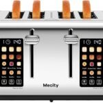 Mecity 4-Slice Toaster with Touchscreen Control, 4 Wide Slots, Stainless Steel, Dual Control Panel, Timer, Defrost & Reheat Functions, 120V 1650W