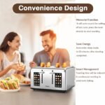 Mecity 4-Slice Toaster with Touchscreen Control, 4 Wide Slots, Stainless Steel, Dual Control Panel, Timer, Defrost & Reheat Functions, 120V 1650W - Image 4