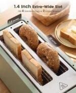 4-Slice Long Slot Touchscreen Retro Toaster with Digital Countdown, Extra-Wide Slots for Bagels & Bread, 6 Browning Levels, 5 Bread Modes, Defrost, Reheat & Cancel Functions, Stainless Steel - Image 3
