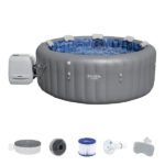 Bestway 7 – Person 180 – Jet Vinyl Round Inflatable Hot Tub in Gray - Image 3