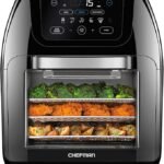 CHEFMAN Multifunctional Digital Air Fryer + Rotisserie, Dehydrator, Convection Oven, 17 Touchscreen Presets, Fry, Roast, Dehydrate, Bake, XL 10L Family Size, Auto Shutoff, Large Easy-View Window, Black