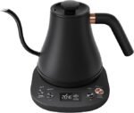 Mecity Electric Gooseneck Pour-Over Kettle, ±1°F Temperature Control, Quick Heating, Auto Shut-Off, 1200W, 0.8L, Matte Black, Barista Edition