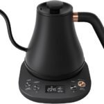 Mecity Electric Gooseneck Pour-Over Kettle, ±1°F Temperature Control, Quick Heating, Auto Shut-Off, 1200W, 0.8L, Matte Black, Barista Edition