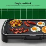 Chefman XL Electric Griddle with Removable Temperature Control, Immersible Flat Top Grill, Nonstick Extra-Large Cooking Surface, Slide-Out Drip Tray, 10 x 20 Inch - Image 2