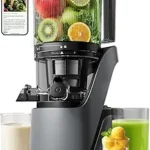 Canoly C16 Cold Press Juicer, 3-in-1 Strainers (Juice, Nut Milk & Sorbet), 6" Extra-Wide Feed Chute, Powerful AC Brushless Motor, BPA-Free, Self Pre-Cut System, Space Gray