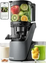 Canoly C16 Cold Press Juicer, 3-in-1 Strainers (Juice, Nut Milk & Sorbet), 6" Extra-Wide Feed Chute, Powerful AC Brushless Motor, BPA-Free, Self Pre-Cut System, Space Gray
