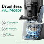 Canoly C16 Cold Press Juicer, 3-in-1 Strainers (Juice, Nut Milk & Sorbet), 6" Extra-Wide Feed Chute, Powerful AC Brushless Motor, BPA-Free, Self Pre-Cut System, Space Gray - Image 4