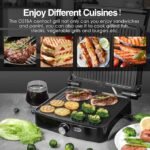 OSTBA Panini Press Grill with Adjustable Temperature, 4-Slice Indoor Grill, 180° Open Sandwich Maker with Drip Tray, Non-Stick Plates, Stainless Steel, 1200W - Image 3