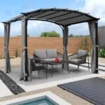 Elegant 9 x 11 ft Arched Patio Pergola Gazebo with Waterproof Sun Shade and Steel Frame - Image 2