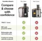 Hamilton Beach Juicer Machine, Big Mouth 3" Feed Chute for Whole Fruits and Vegetables, Easy-to-Clean Centrifugal Extractor, BPA-Free, 800W Motor, Black - Image 3