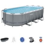 Bestway Power Steel 18′ x 9′ x 48″ Oval Above Ground Outdoor Swimming Pool Set - Image 6