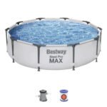 Bestway 12′ x 30″ Steel Pro Frame Max Round Above Ground Swimming Pool with Pump