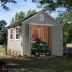 Installed Meridian 8 ft. x 10 ft. Wood Storage Shed with Driftwood Shingles - Image 9