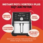 Instant Pot 6QT Vortex Plus Air Fryer, 6-in-1, Air Fry, Broil, Dehydrate, Crisp, Roast, Reheat, Bake, Dishwasher-Safe Air Fryer Basket, Stainless Steel - Image 2