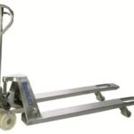 Wesco Stainless Steel Manual Pallet Jack – Chock & Backrest Guards | 5,500 lb Capacity | Model 272152-1